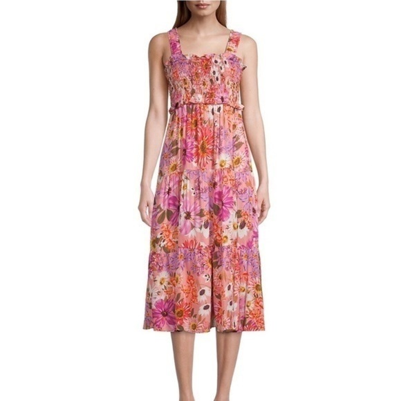 NWOT Rachel Parcell Floral Tiered Midi Dress - Picture 2 of 8